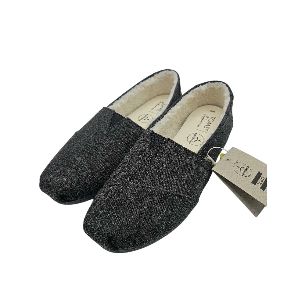 236. TOMS Women's Alpargata Loafer Smoke Grey Repreve Heavy Twill/Faux Shearling